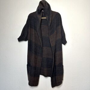 Vince Cashmere Blend Long Hooded Open Front Drape Cardigan